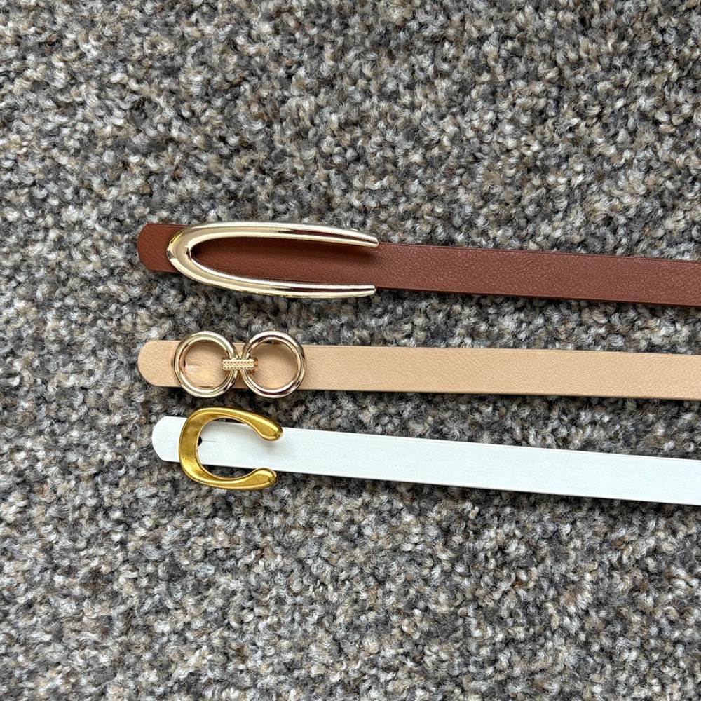 Elegant Women's Belt Set - Brown, Tan, and White